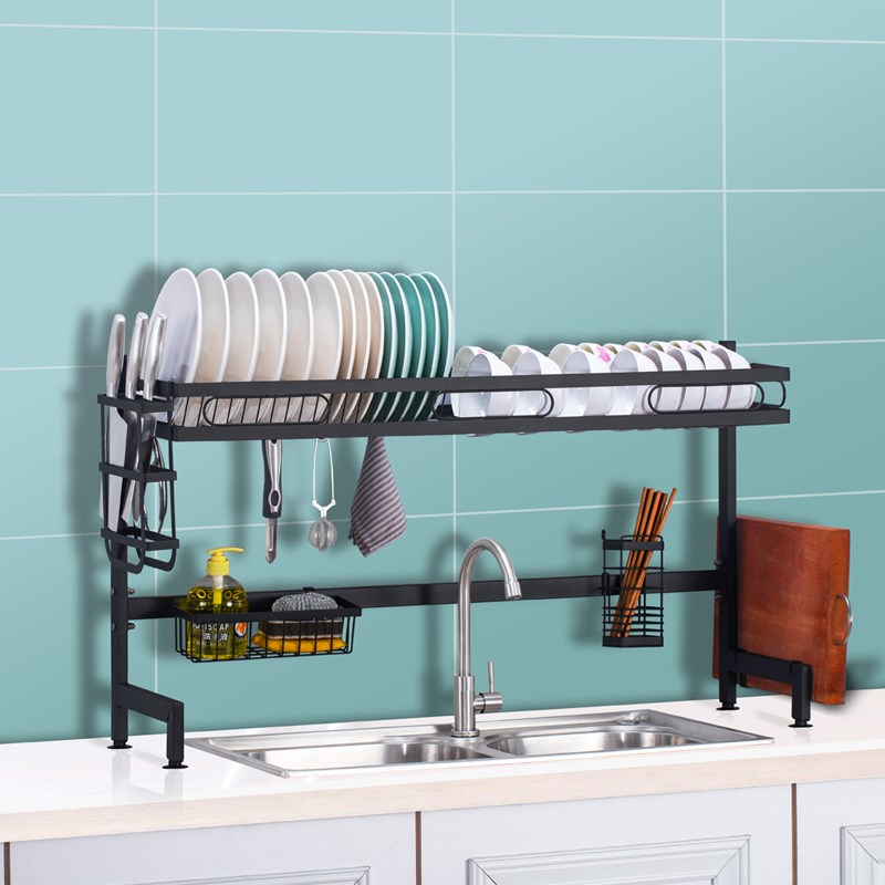 加粗方管水槽置物架碗碟架沥水架水池上方碗盘收纳架厨房架免打孔