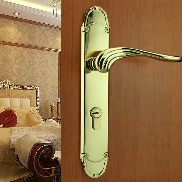 德国鸿瀛PVD亮金房门锁 大门锁 欧式简约室内门锁 实木门执手锁