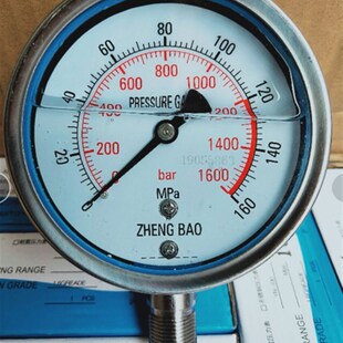 YN100BF 160MPA1600BAR高压不锈钢抗震表不锈钢液压耐震压力表