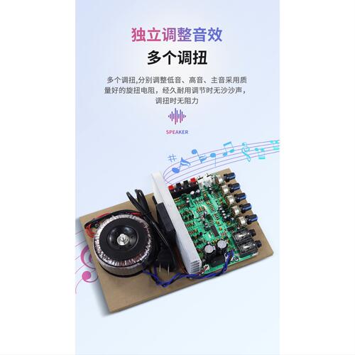 300W大功率带环牛卡拉OK2.0声道话筒输入 DIY功放板K歌喊话带混响