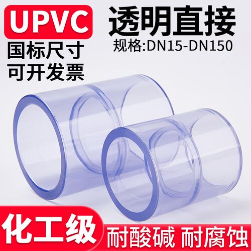 国标UPVC透明直接水管快接连接器PVC管子内插对接接头配件大全25