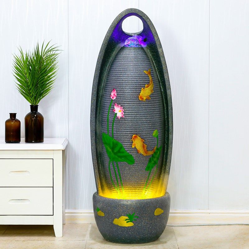 客厅欧式流水喷泉室内景观加湿器招财转运球玄关落地装饰创意摆件