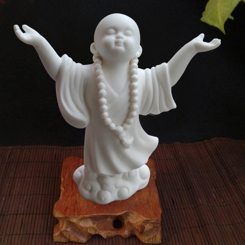 精品陶瓷小和尚工艺品自在小佛祈祷沙弥客厅雕像桌面家居饰品摆件