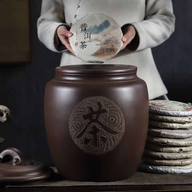 宜兴紫砂茶叶罐原矿茶饼罐大中小号普洱茶M储存罐密封存茶仓存茶