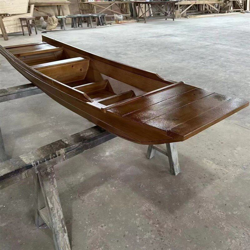木船实木渔船g电动景观光水上餐饮船仿古乌篷手工木头小船
