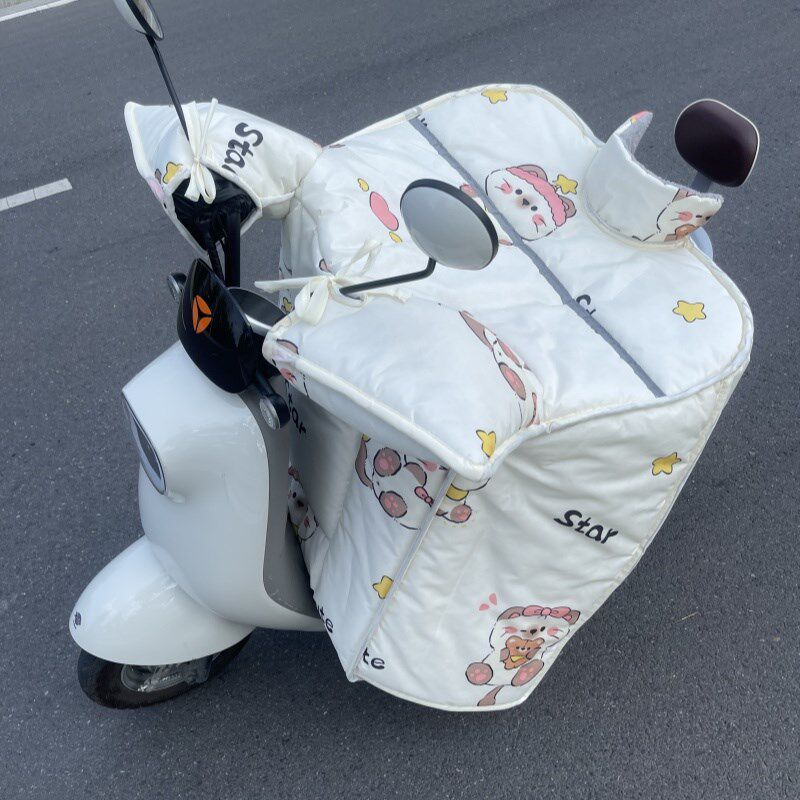 可爱小猫电动车挡风被冬季加绒加C厚女冬天骑电车保暖神器防水御