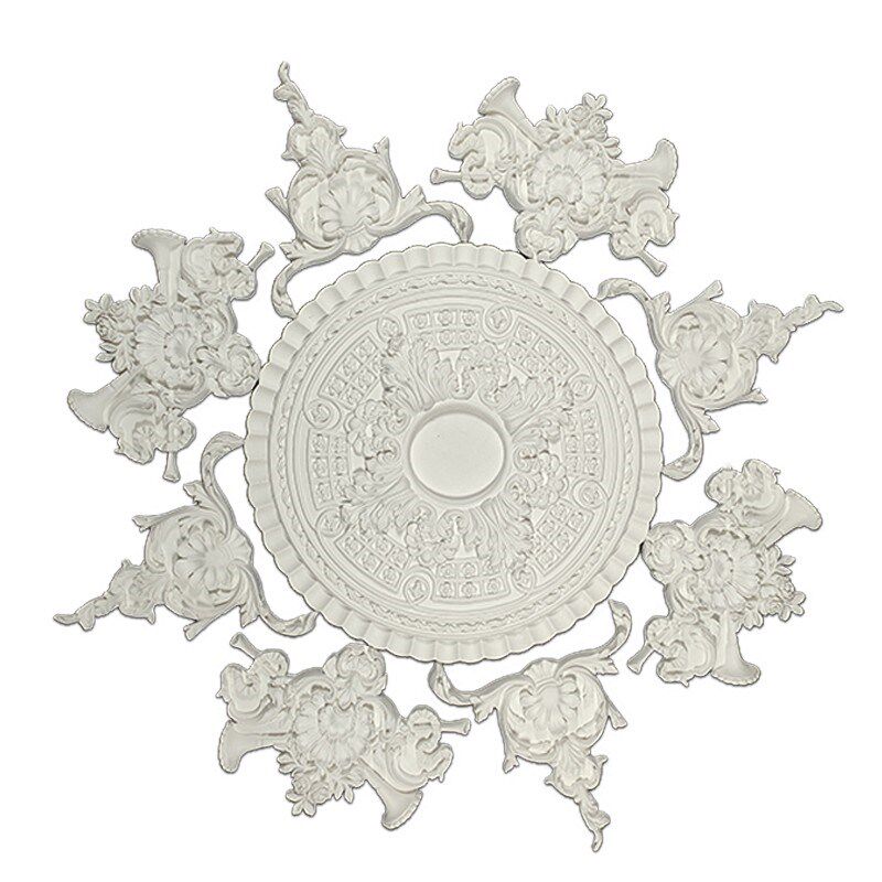 法式石膏灯盘拼花装饰条仿PU线条吊顶灯池造型欧式石膏.线灯盘底
