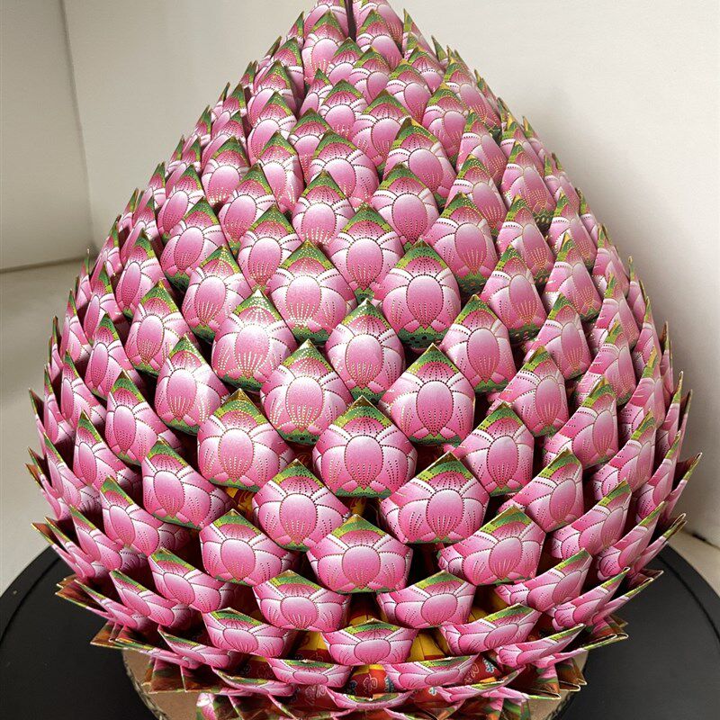 33*28 f彩色金纸 特色工艺品 手工折纸品 文化用品蓮花菠萝成品1