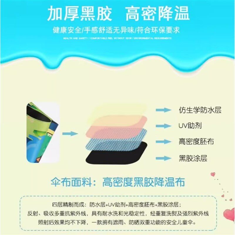 儿童雨伞男孩幼儿园女小学生上学专用自动晴雨Q两用宝宝恐龙太阳