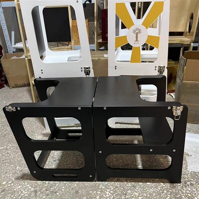 现代简约带黑板宝宝学习塔洗漱台木质垫脚凳可折叠实木宝宝椅