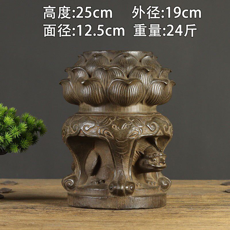 山西古建筑天然j青石整料仿古雕刻石墩门墩底座藏头露尾莲花墩