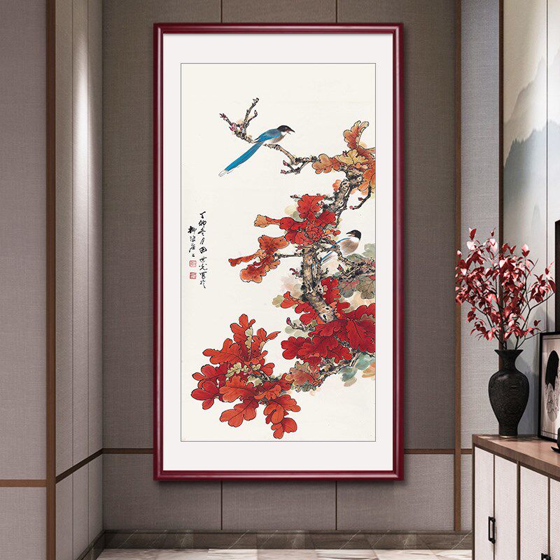 国画玄关画名g家田世光花鸟图中式客厅装饰画走廊楼梯尽头酒店壁