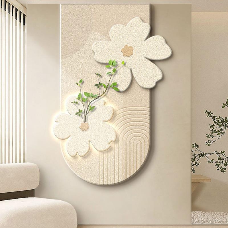 奶油风关装立饰画体花卉客厅壁走廊玄过道挂画法FWU式砂岩入户发