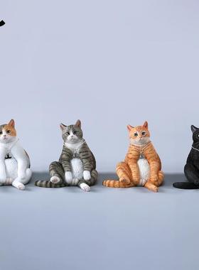 JXK懒猫9.狸花发橘面0猫咪摆件配沙玩偶仿真小动M004物模型桌饰品