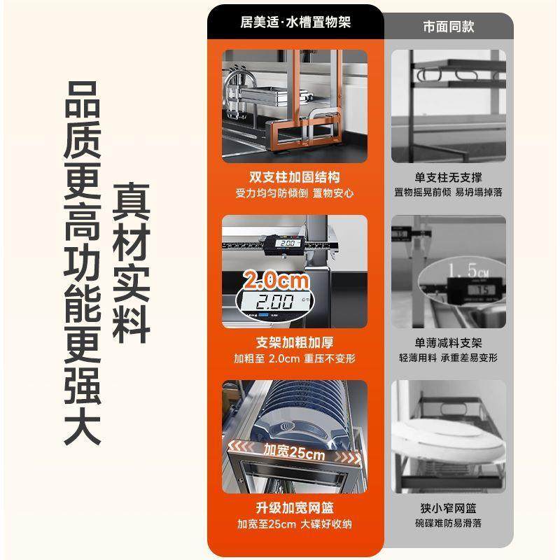 04不锈钢厨水槽置PXX79805房物3架收多功能碗碟纳洗碗池上方放碗,厨房/烹饪用具,抹布架/厨房清洁收纳架,淘宝优惠券,粉丝福利购,淘宝优惠卷