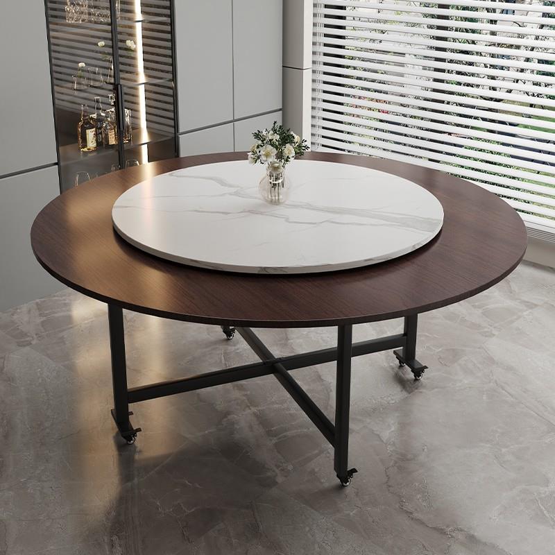 三折大圆折餐桌家用吃圆饭桌小户型桌子简易出租叠屋可折叠移动聚