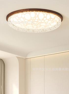 木黑胡桃新吸顶灯卧室35140灯复古中古风中式客光厅灯房间书房全