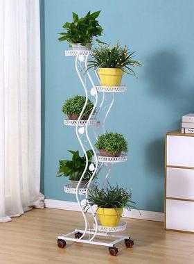 阳可子移动花架子台客厅落地架室内家用多花层推拉带轮省空间H754