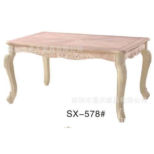 欧式实木餐坯雕花餐欧式578、579方桌白白桌胚桌客厅家具餐厅白茬