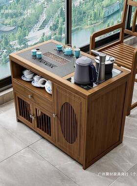 移CUD动茶桌茶台家用木小茶车客厅泡实茶具套茶装全自动烧几水壶