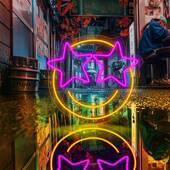 星网发红霓虹灯星眼笑脸发光气灯装 饰L氛ED造型光图案EJQ灯广告牌