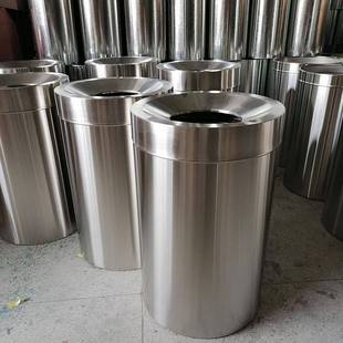 特大不号钢锈垃圾桶金属业白钢圆直投商用工无QOO盖式高档酒店宾