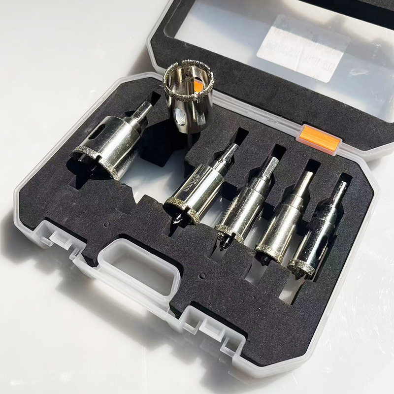 定位中心钻玻璃开孔器套装组合6pc大理石花岗岩开孔器金钢砂钻头