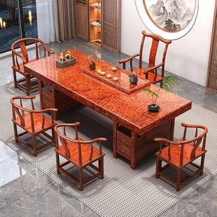 新中式 实木巴花纹台大板茶NSP公司家用功公夫全物套储办茶桌套装