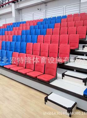 综合球场折叠看椅伸缩看台移动台吹PUT塑椅塑料公共椅推拉排看台