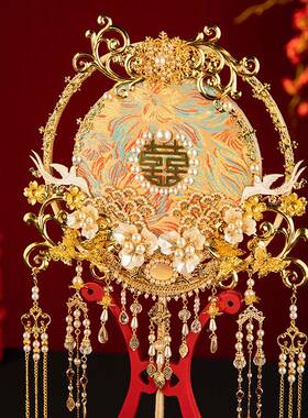 七时吉新娘手捧SP-302七花式秀婚祥礼禾服团扇喜扇结婚中迎亲手工