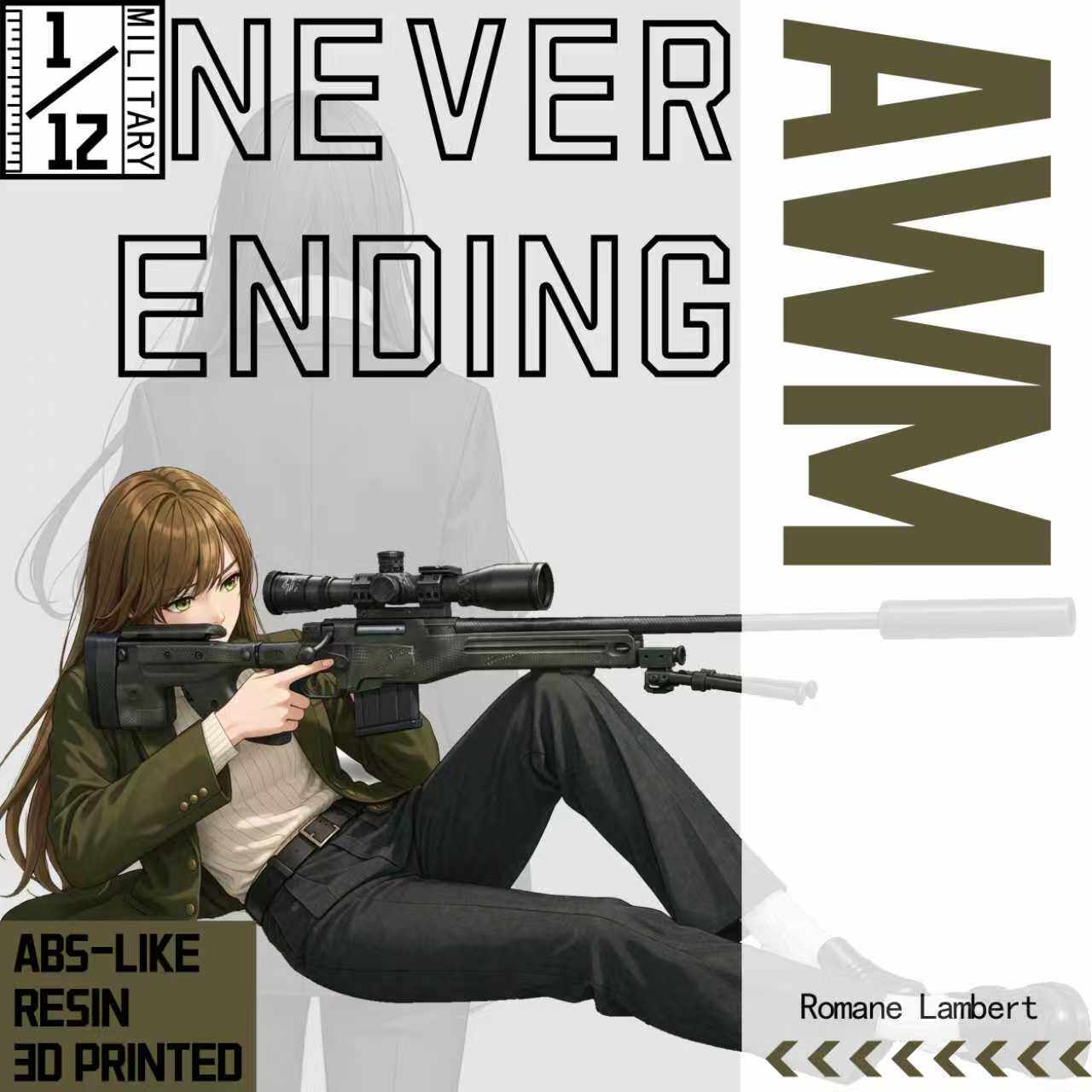 1/12 AWM 狙击步枪模型 FIGMA配件 适配6寸兵人 不可发射图片