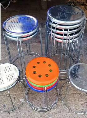 10只料铁面小凳SOI仿不锈钢创凳子家用意塑矮客厅凳钢筋凳子圆凳