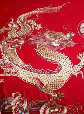 新中式红色婚庆四件套棉刺结婚4套床上用品大全陪纯嫁AL201208绣