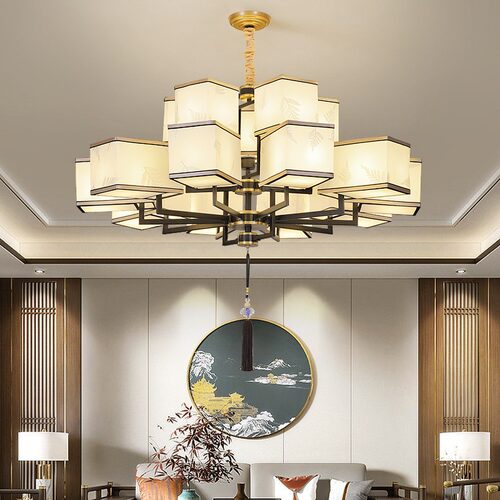 新中式客厅吊灯餐厅大灯酒店大堂包厢吊灯简约大气灯自建房吊灯