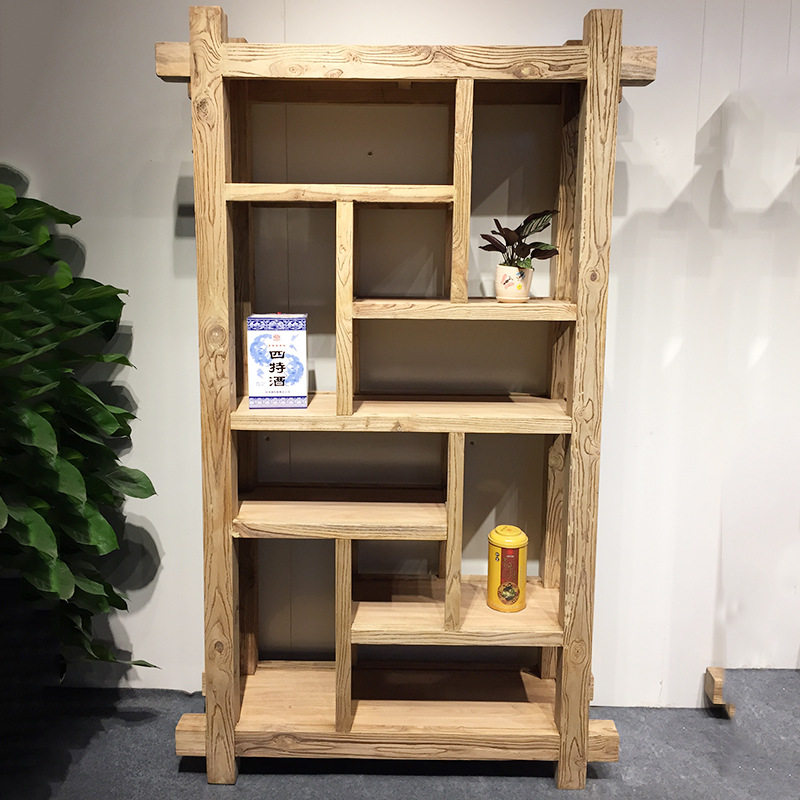榆木家具实木多宝阁古董展示中式仿古墙壁博古架客厅茶室摆设装饰