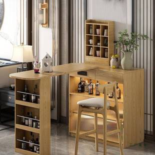 实GDR吧木桌岛台伸缩小台户型家用多功能靠墙储物柜隔断柜沙发中