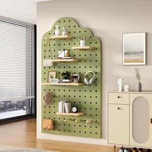 洞洞板物架实木挂隔板板书木质置入户玄关墙上洞洞TBT墙架墙面展