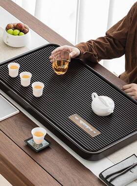 高青端XJ青山茶盘茶用2025新款山竹木茶托盘排水茶具干泡家茶台茶