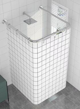 免打孔型浴U帘杆套室装伸缩u形浴卫XFW42aaZ生杆间洗澡防水淋浴房