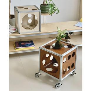 中角古茶几复古实木沙发边几移动IVE茶几简约几可现代迷你方形几