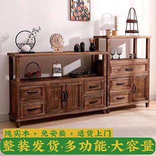 美式餐边柜实木茶水柜古物古柜复柜子客EGE厅玄关柜子置储物仿架