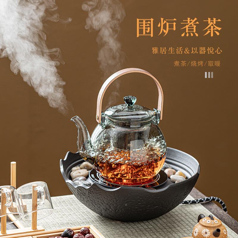 1围炉茶煮全套电烤茶工具茶插电陶炉室内家用茶壶玻璃煮器煮茶