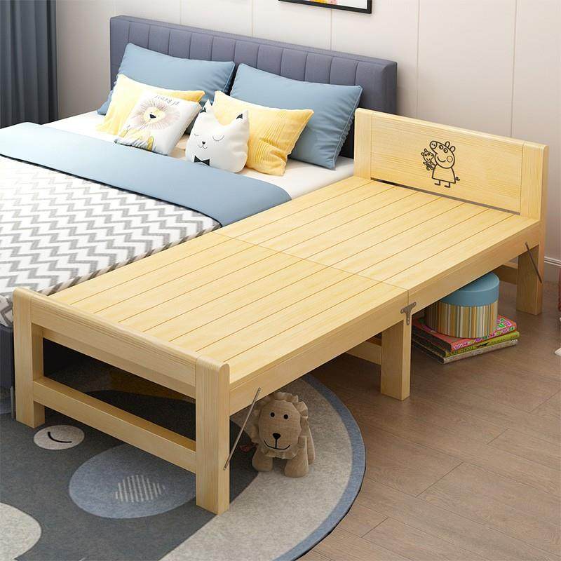 L男7DY定制实木带儿童折叠床护栏拼接加宽床婴女孩宝宝公主儿单人