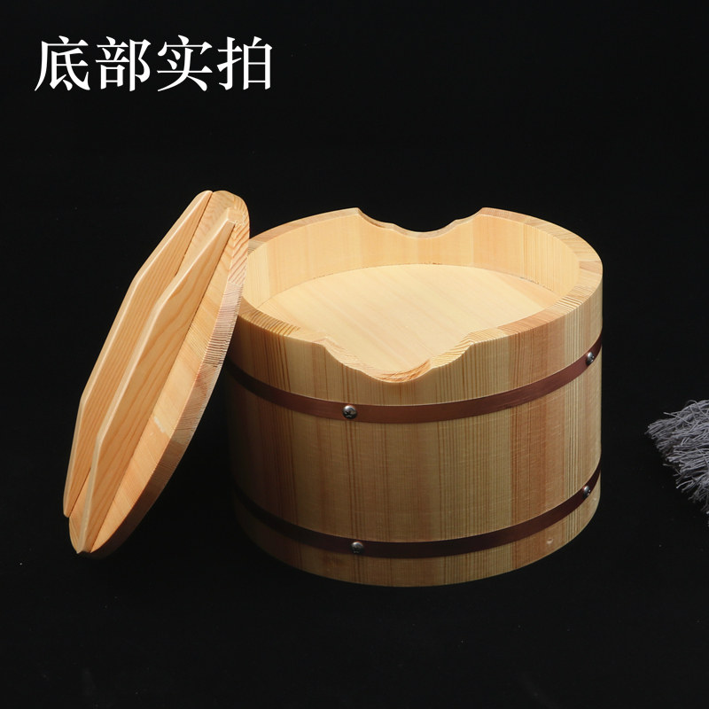 日式豪华木制带盖寿司饭桶米饭桶打饭桶保温饭桶寿司店Z拌饭木饭