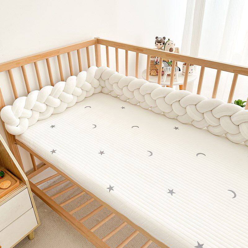 婴儿床床围麻花围栏软包新生儿装饰挡布宝宝拼接床W护栏防撞条围