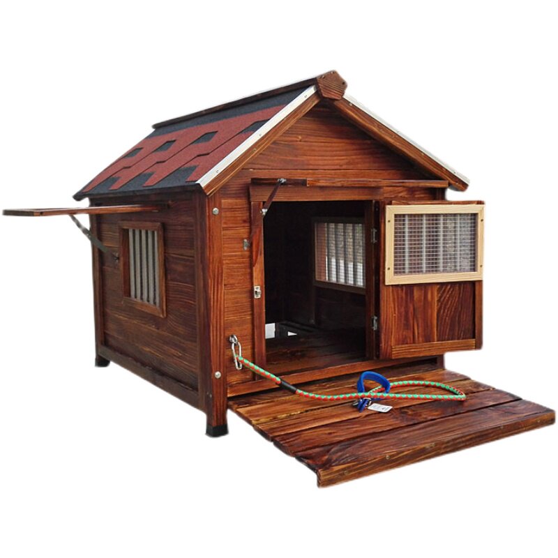 实木狗屋户外防雨室外宠物狗x窝猫狗房型大型犬舍木质狗笼冬天保