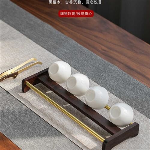 铜制实木茶杯架置物架家用w客厅茶杯收纳晾杯架摆件茶具零配件