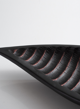 简约现代黑色肌理竹节果盘摆件客厅茶几托盘装饰R品样板房别墅软