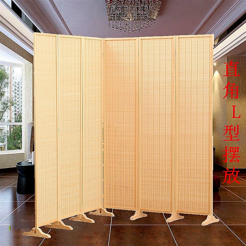 中式屏风隔断f墙客厅折叠移动推拉折屏玄关现代简约实木竹编屏风