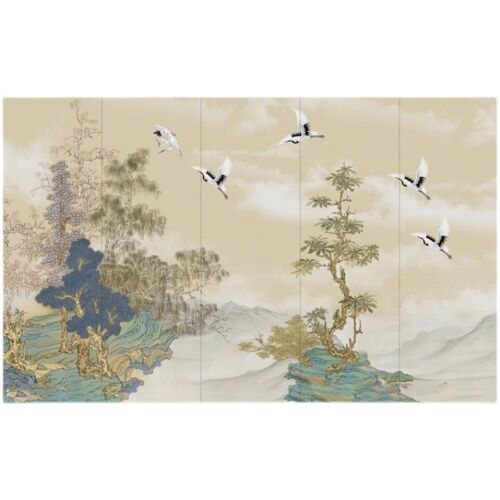 定制现代新中式客厅电p视沙发卧室床头玄关硬包背景墙刺绣壁画软